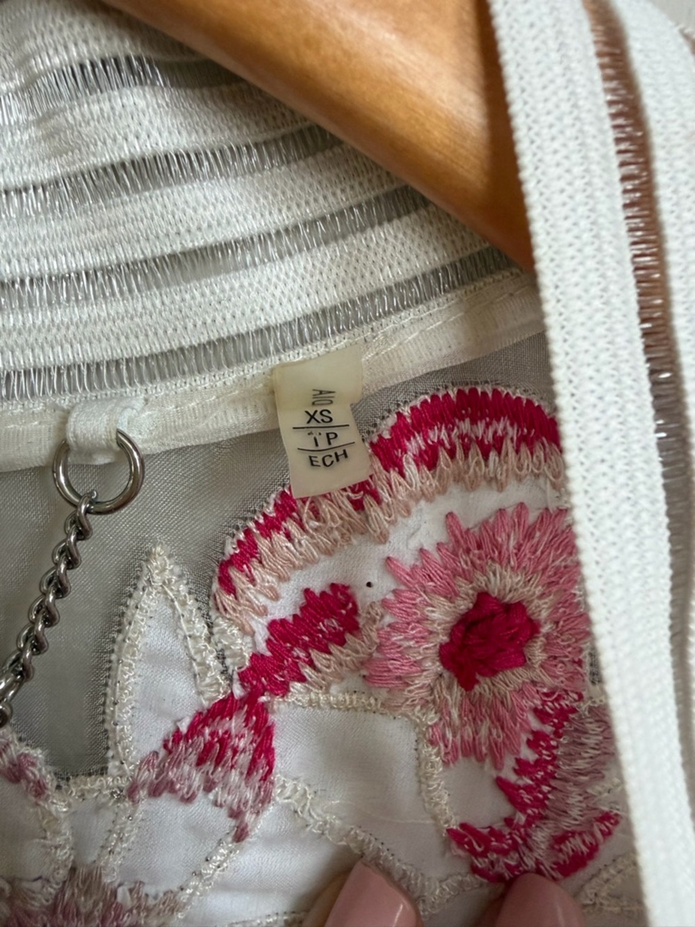 Elie Tahari Sheer Floral Embroidered Bomber Jacket - White & Pink - Picture 3 of 13